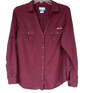 Columbia TexasA&M University Women’s Cotton PFG Swiss Dot Button Down SzM